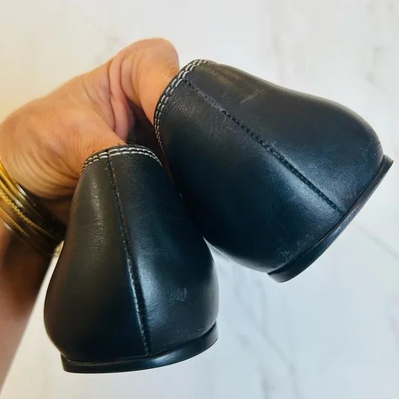 Gucci Vintage Interlocking G Black Leather Ballet Flat Stitching 37 / 6.5 - Picture 7 of 11